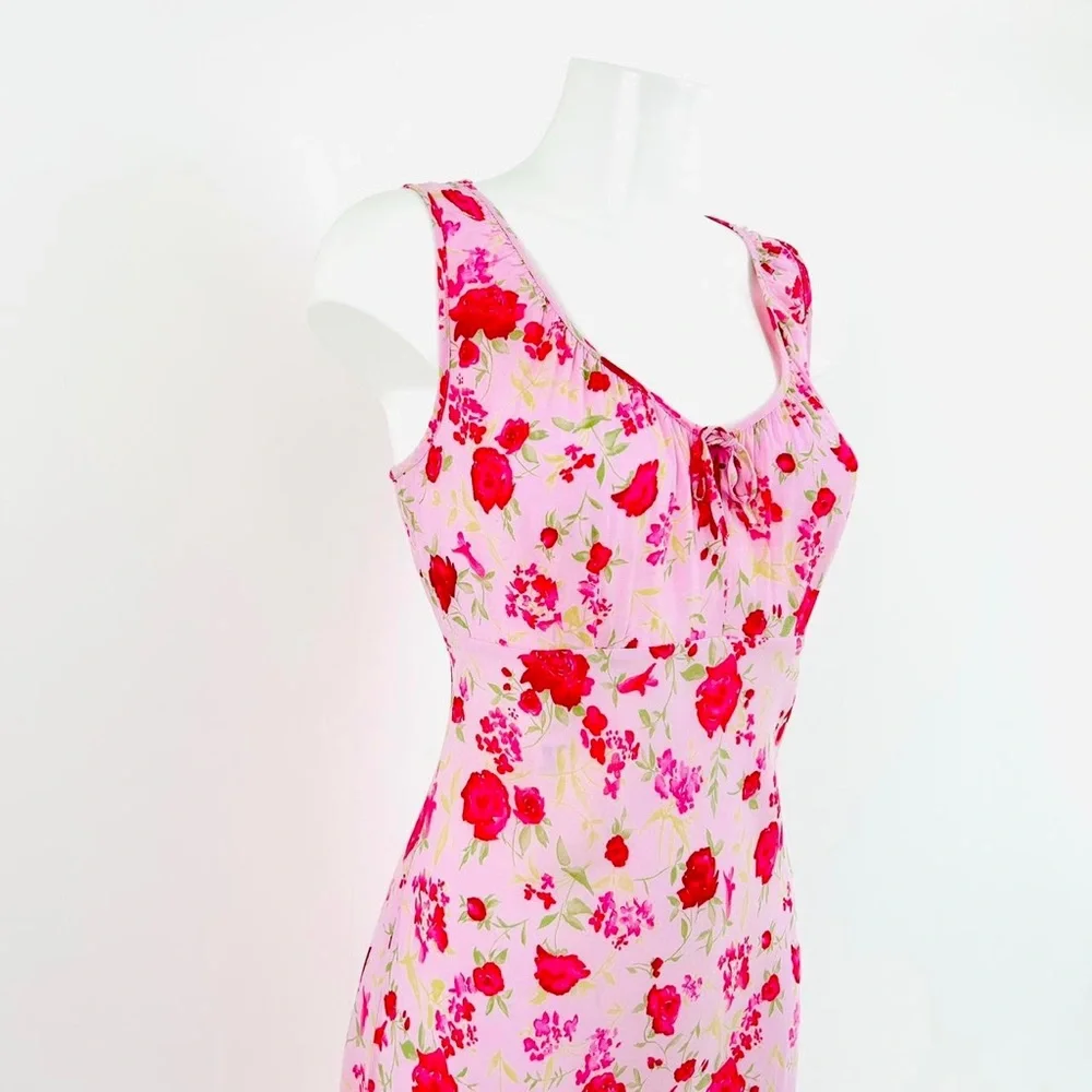 90s Y2k Vintage NEXT babydoll Dress UK12 Pink Florals Cottagecore Fairycore - Picture 6 of 7
